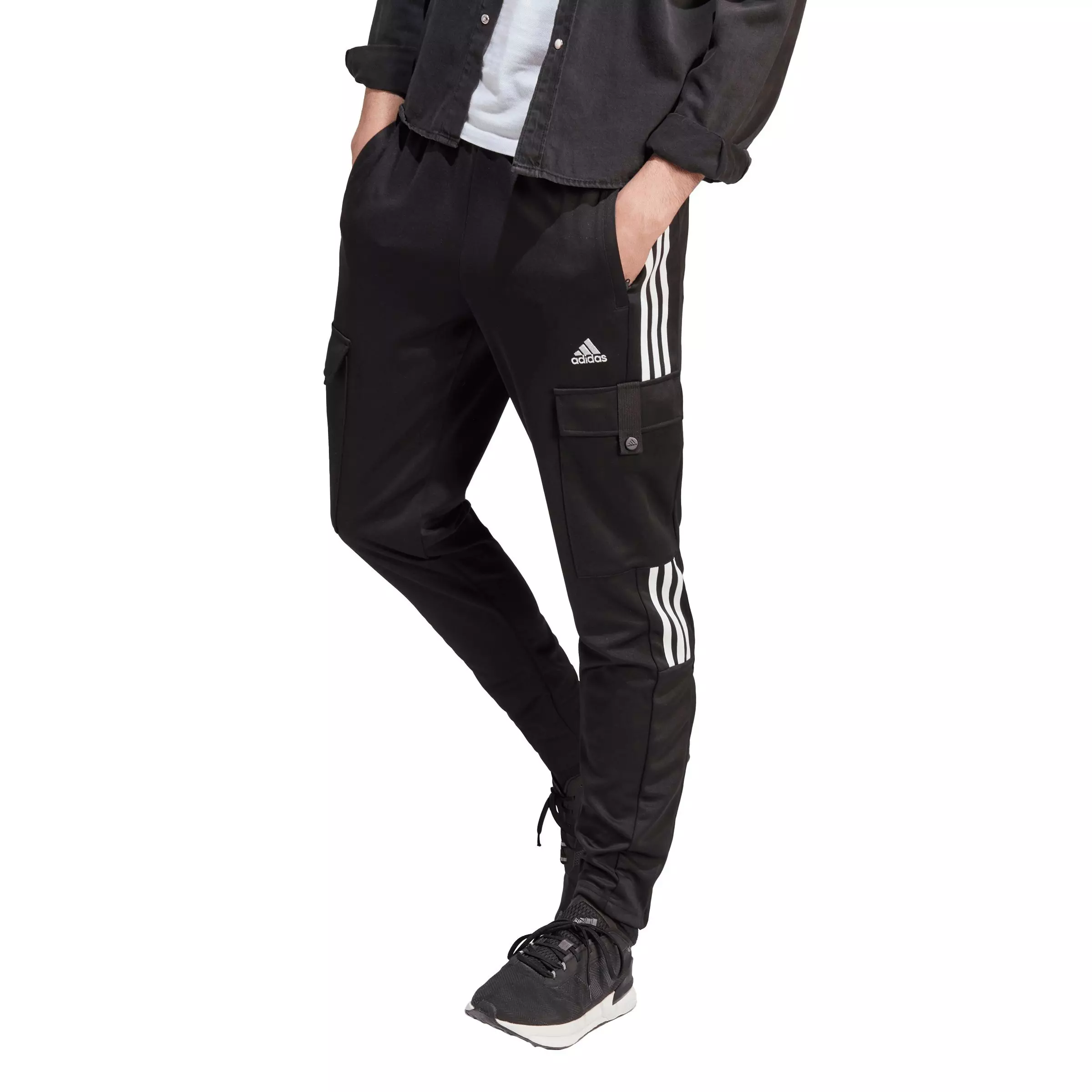 Black cargo tracksuit bottoms hot sale